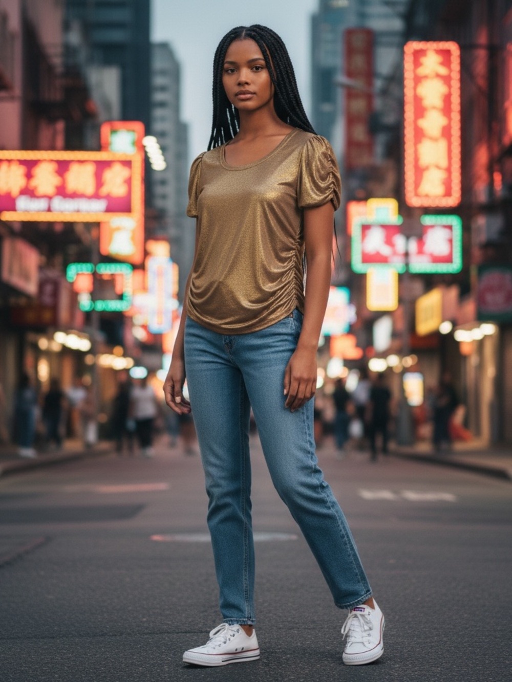 Vince Camuto Metallic Gold Short Sleeve Tee